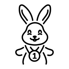 A happy bunny showing easter fun, line style icon 