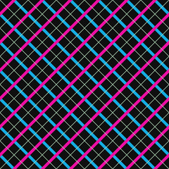 Black plaid gingham, scottish tartan texture, grid graph paper with rhombus squares pattern, picnic napkin and curtain tablecloth, vector seamless geometric checkered fabric