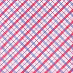 Red and blue plaid gingham, scottish tartan texture, grid graph paper with rhombus squares pattern, picnic napkin and curtain tablecloth, vector seamless geometric checkered fabric