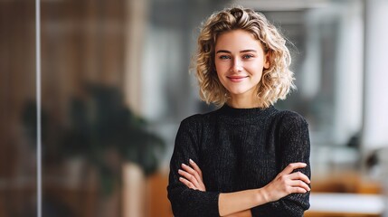Confident Business Portrait of a Caucasian Woman in Corporate Setting
