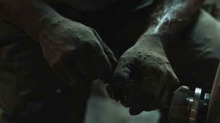 Construction worker cutting metal pipes with a grinder. Featuring power and precision