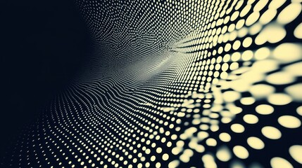 Abstract wave of glowing dots creating a tunnel effect