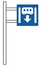 ポール付きのシンプル標識の単品イラスト　専用通行帯