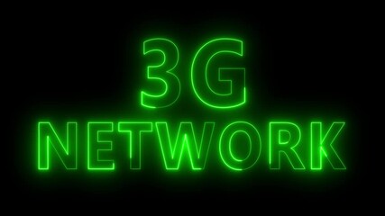 3g network animation with neon cityscape and high-tech connectivity, 3G smart technology cellular network animation with neon effect sign board clipboard poster sign symbol,