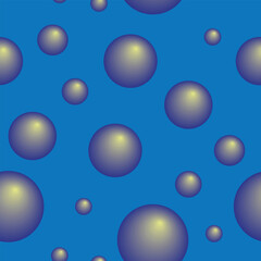 
Seamless pattern with golden bubbles of different sizes on a blue background, vector illustration for decorating your designs