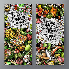 Cartoon vector doodle set of Summer banners