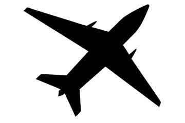Airplane Silhouette Isolated On White Background Air Travel Concept Commercial Airline Design Aviation Industry Symbol, airplane, silhouette, aircraft, aviation, black, white, vector, transportation
