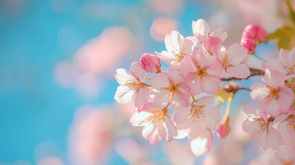 Cherry Blossoms in Full Bloom: Captivating Pink Flowers and Delicate Petals in Tranquil Nature Scenery