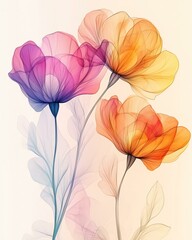 Fototapeta premium Beautiful abstract flowers with soft colors in a delicate design illustrating nature's elegance.