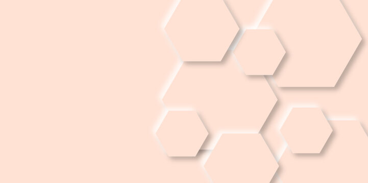 Abstract orange geometric modern hexagon background Neomorphs design. Geometric 3d texture illustration. hexagon concept design abstract technology background. paper texture and business ,card, flyer.