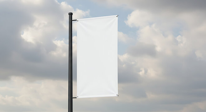 Blank advertising banner against cloudy sky - Powered by Adobe