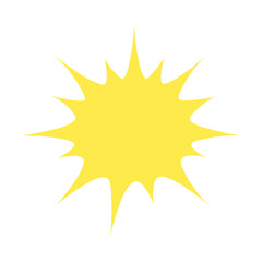 Bright Yellow Burst Shape Vector Illustration with Sharp Spikes, Isolated on White Background, Representing Explosion, Impact, Promotion, or Discount Pop Art Element