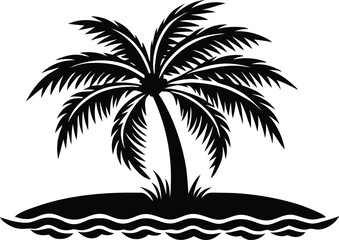 palm tree silhouette vector illustration, silhouette of palm tree, silhouette of palm trees, set of palms, set of palm trees on white background.