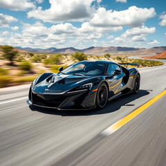 Obraz premium A Dynamic Sports Car Speeding Down an Open Road