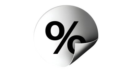 Round white flash sale sticker with a curled edge, displayed on a black background --ar 16:9 --v 7.0