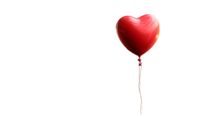 Shiny red heart-shaped balloon floating against a dark black background in a romantic concept --ar 16:9 --v 7.0