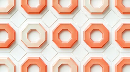 A warm-toned hexagonal wall design with interlocking patterns,perfect for backgrounds in design projects, home decor, or presentations, this image conveys warmth and modernity