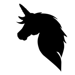 Silhouette Of Unicorn Head 