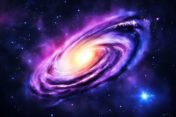 Obraz premium Vivid Swirling Galaxy with Nebulas and Stars in Deep Space