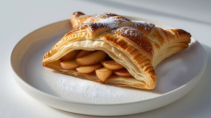 Delicious Apple Puff Pastry Dessert on White Plate