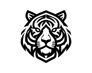 Strong and Simple Tiger Face Silhouette