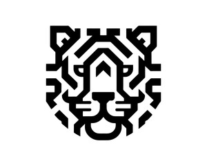 Abstract Black Tiger Face Icon Logo