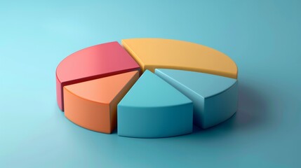 Obraz premium Abstract D pie chart with separated layers and thin percentage indicators