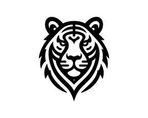 Minimalist Monochrome Tiger Head Icon