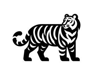 Obraz premium Simple Black Tiger Full Body Vector Design