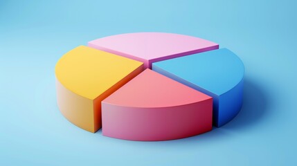 Fototapeta premium Soft matte D pie chart with clean vector shadows and smooth gradients