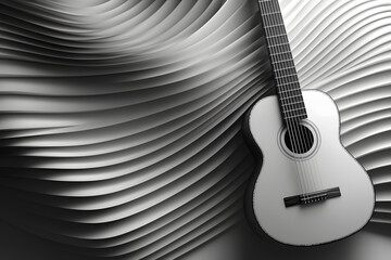 Elegant white acoustic guitar