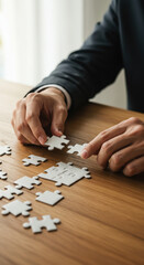 Solving the Puzzle: Business Strategy & Teamwork Concept with Jigsaw, Problem Solving, Planning, Decision-Making, Success & Creativity