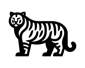 Powerful Full-Body Tiger Logo Vector in Black