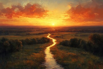 Aerial View of Teutoburg Forest Dramatic Sunset Bielefeld Germany