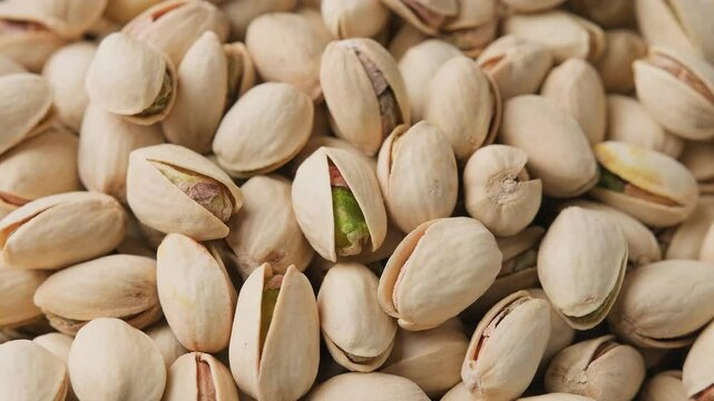 Salted roasted pistachios in their shells, a healthy snack