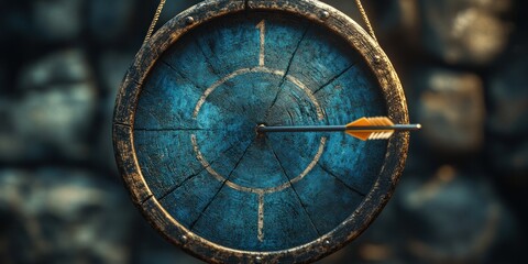 Obraz premium Archery Target with Arrow Surreal Concept of Training and Education for Career Success