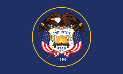 Flag of Utah, Utah Flag, USA state Utah Flag  vector Illustration, USA,