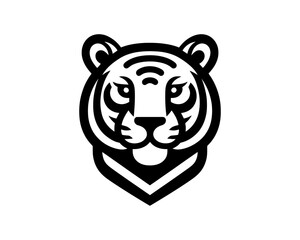 Minimal Tiger Head Silhouette Icon in Black
