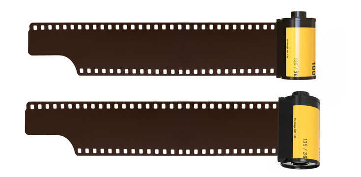 35mm camera film. Photographic film. Film cartridge for still camera isolated. Camera vintage film roll cartridge	