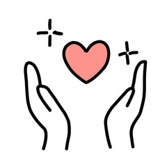 vector illustration icon of Hands Holding a Heart