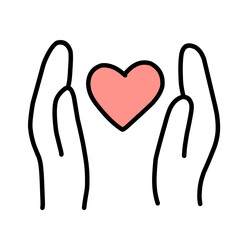 vector illustration icon of Hands Holding a Heart