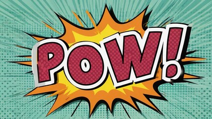 pop art speech bubble pow text animation video motion - Powered by Adobe