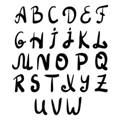 Hand-drawn playful uppercase alphabet in a whimsical doodle style - ideal for kids projects, posters, learning materials, stickers, greeting cards, and creative typography designs.