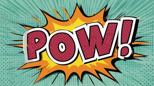 pop art speech bubble pow text animation video motion