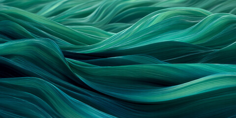 Obraz premium Abstract image of teal fabric waves, creating a flowing, dynamic texture, symbolizing movement, serenity, or fluidity, ideal for design backgrounds