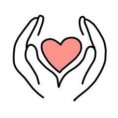 vector illustration icon of Hands Holding a Heart