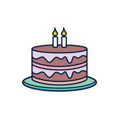 birthday cake icon, flat, design, vector, illustrations, education, style, trendy, collections