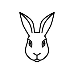 Simple outline drawing of a rabbit head.