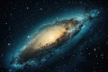 Fototapeta premium Vibrant spiral galaxy shines brightly against a backdrop of deep space filled with stars