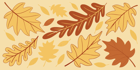 Obraz premium Autumn Leaves Illustration Warm Colors and Seasonal Design